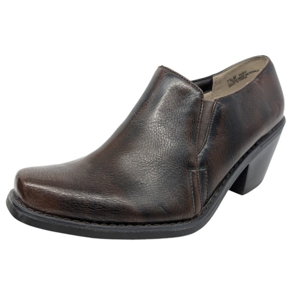 Victoria Spenser Rudy Brown Faux Leather Block Heel Ankle Booties‎ Women's 7.5M